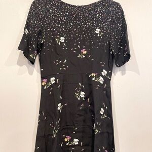 NWT Jack Wills Black Floral Short Sleeve Dress Size 4